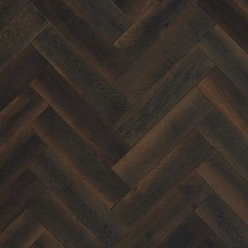 Furlong Herringbone Engineered Wood Flooring  Scorched Oak Rustic Brushed and UV Oiled 100mm x 400mm 14237